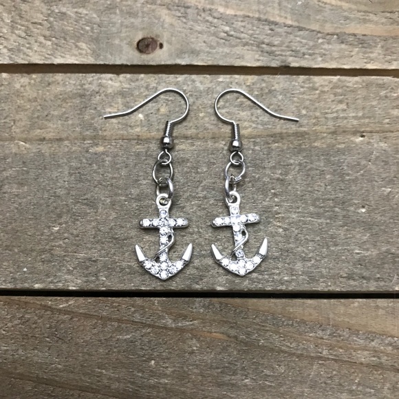 Handmade Jewelry - 3 for $25 Handmade Silver Sparkly Anchor Earrings
